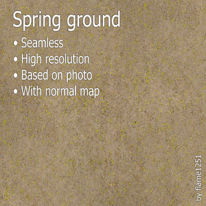 Spring Ground with Fallen Blossoming Leaves - Seamless High-Resolution Texture with Normal Map