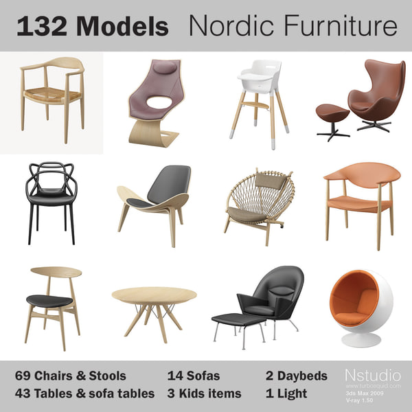 3d 132 - nordic furniture chair