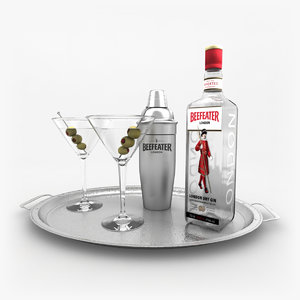 3d model beefeater gin set martini
