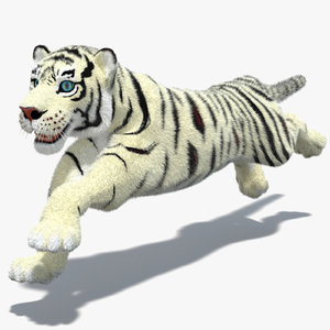 3d white cartoon tiger fur