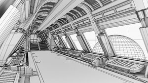 spaceship corridor 2 3d model