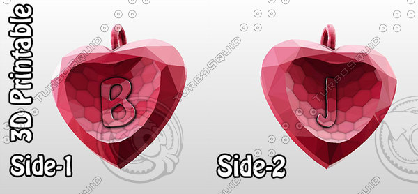 obj 3d-printable valentine crystal-heart-twoletters pendant