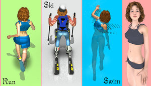 GIRL run ski swim and fly