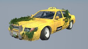 new york taxi destroyed 3d model