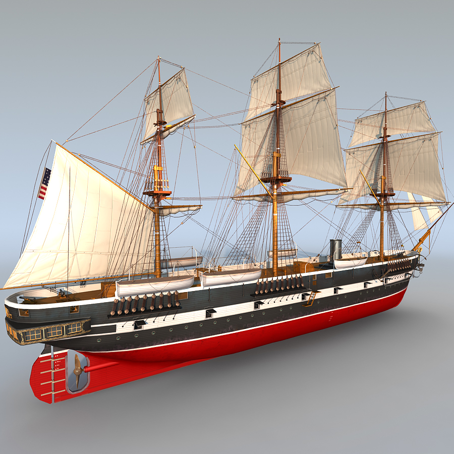 3d sail steam frigate