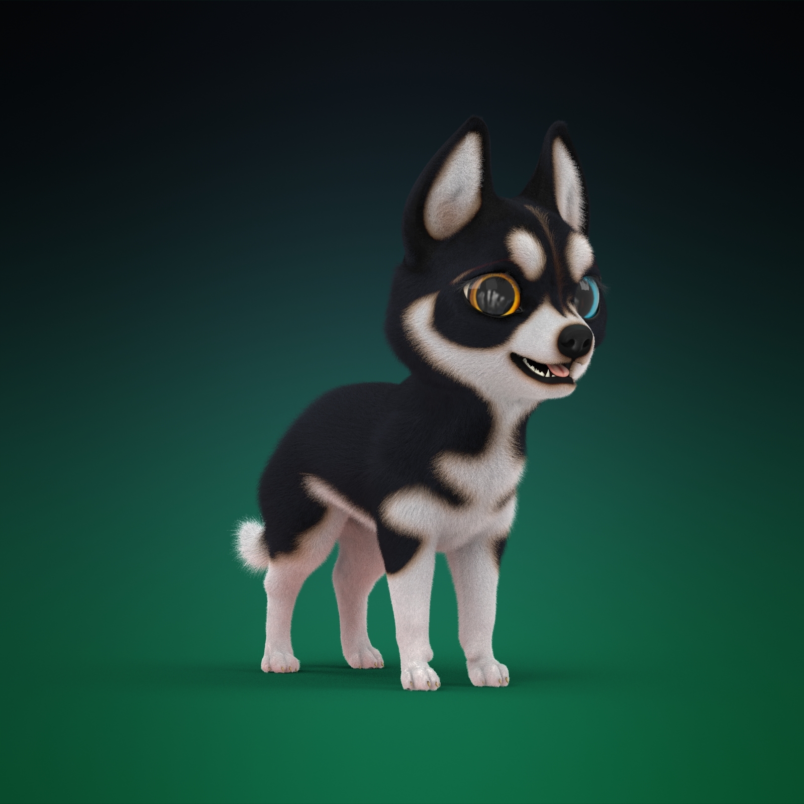 卡通哈士奇3d模型