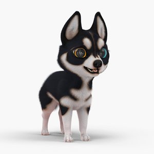 3d model cute cartoon husky