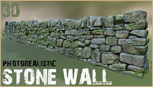 photorealistic stone wall 3d model