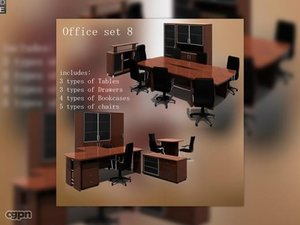 3d office set model