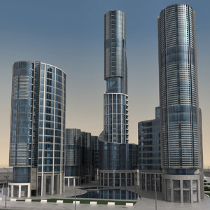 3d model modern city buildings