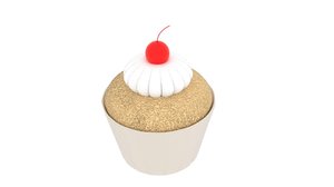 3d cherry cupcake model