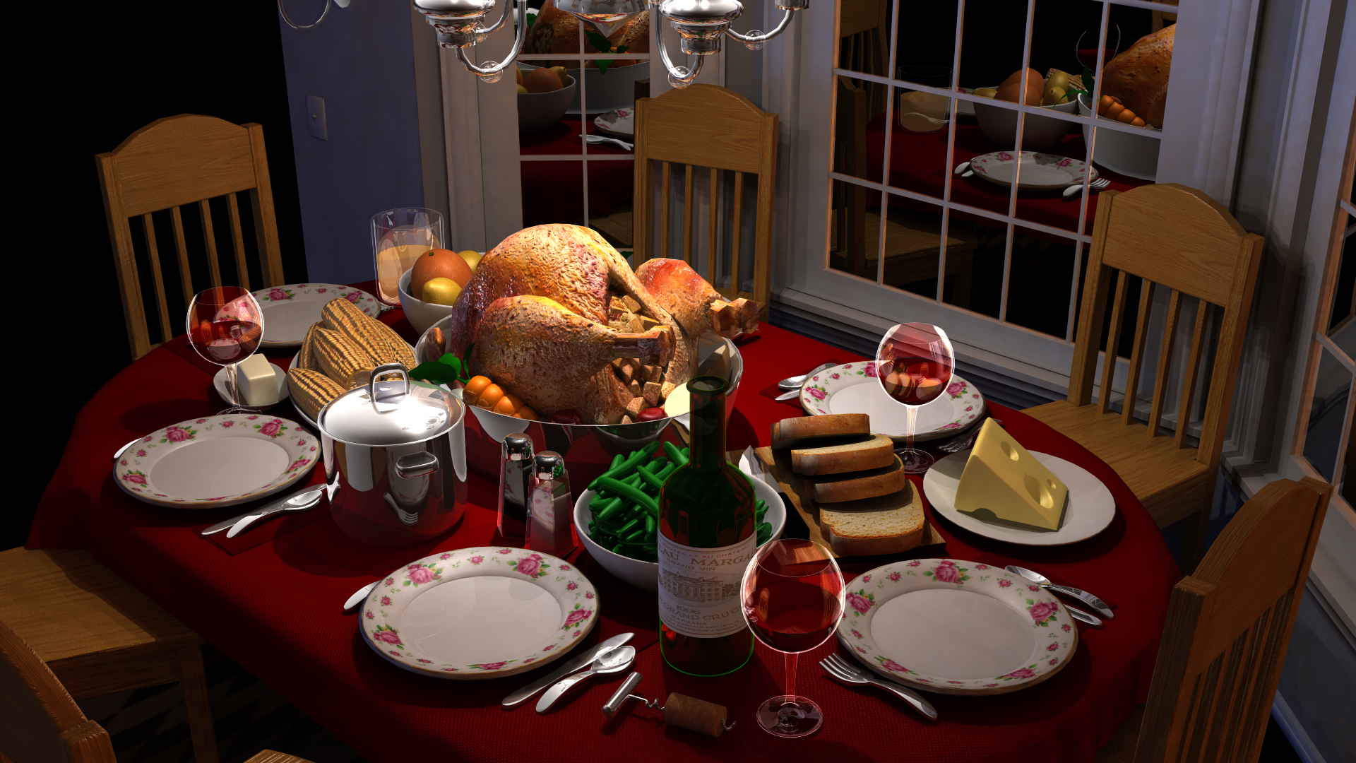 3d model cartoon dinner table