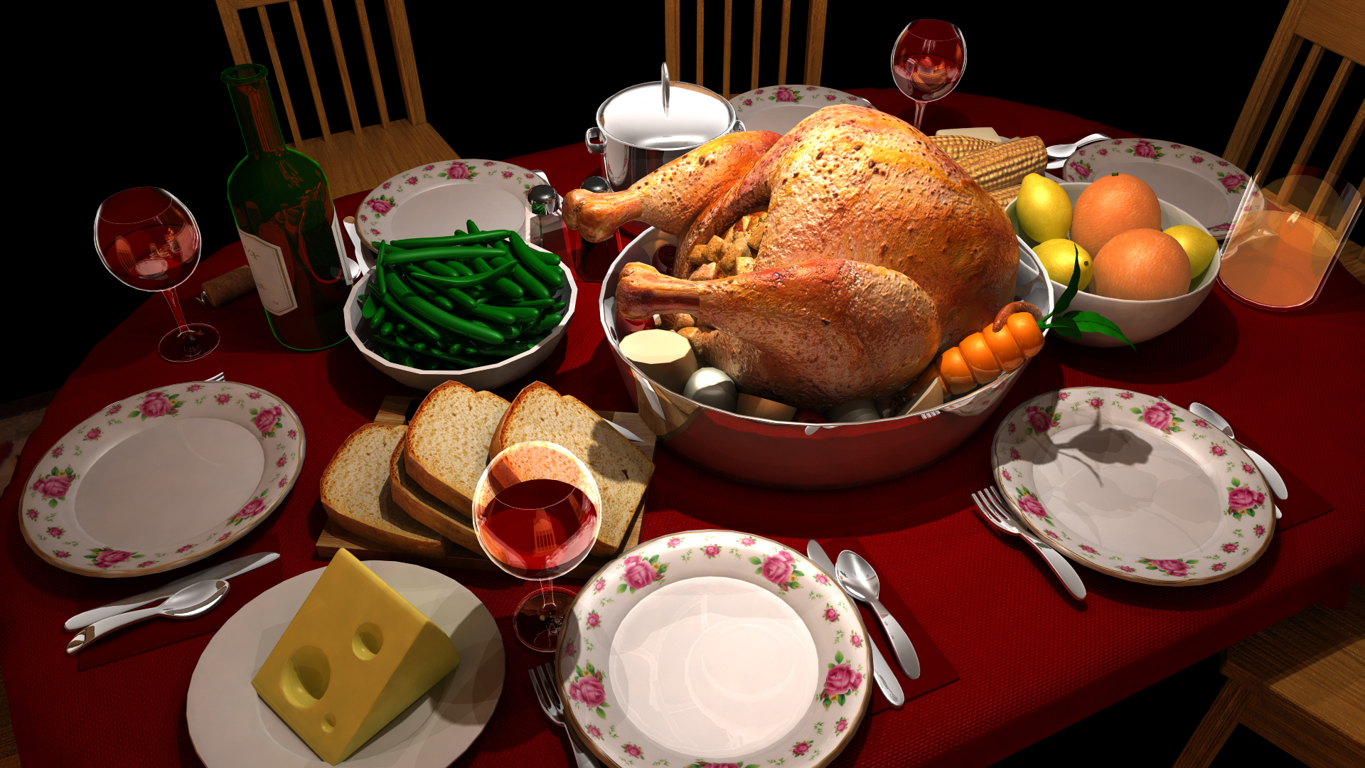 3d model cartoon dinner table