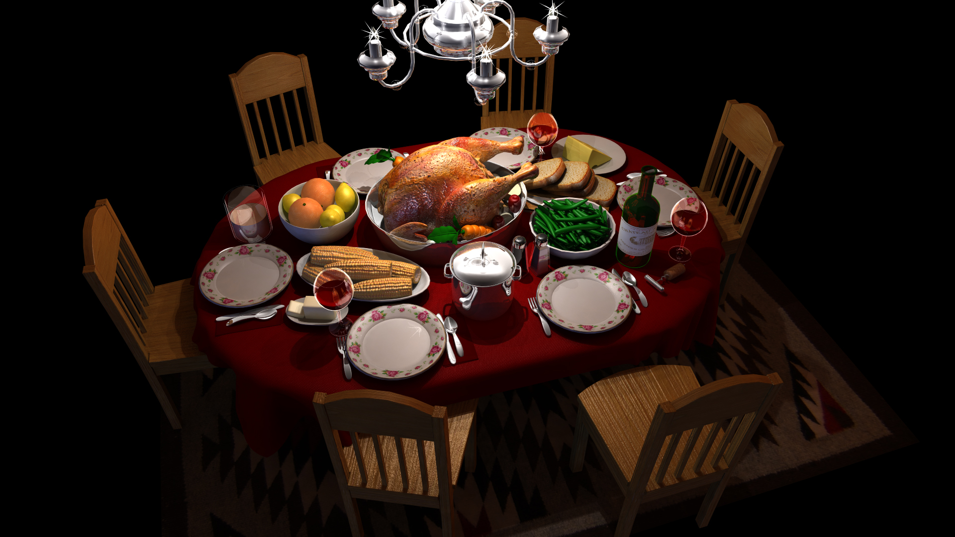 3d model cartoon dinner table