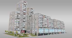 concrete complex residential 3d 3ds