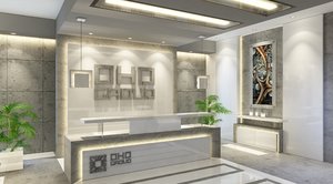 3d contemporary office reception lobby model
