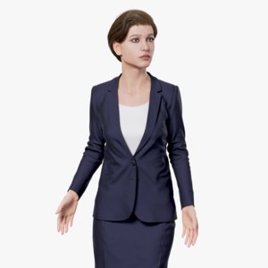 3d model rigged female business suit