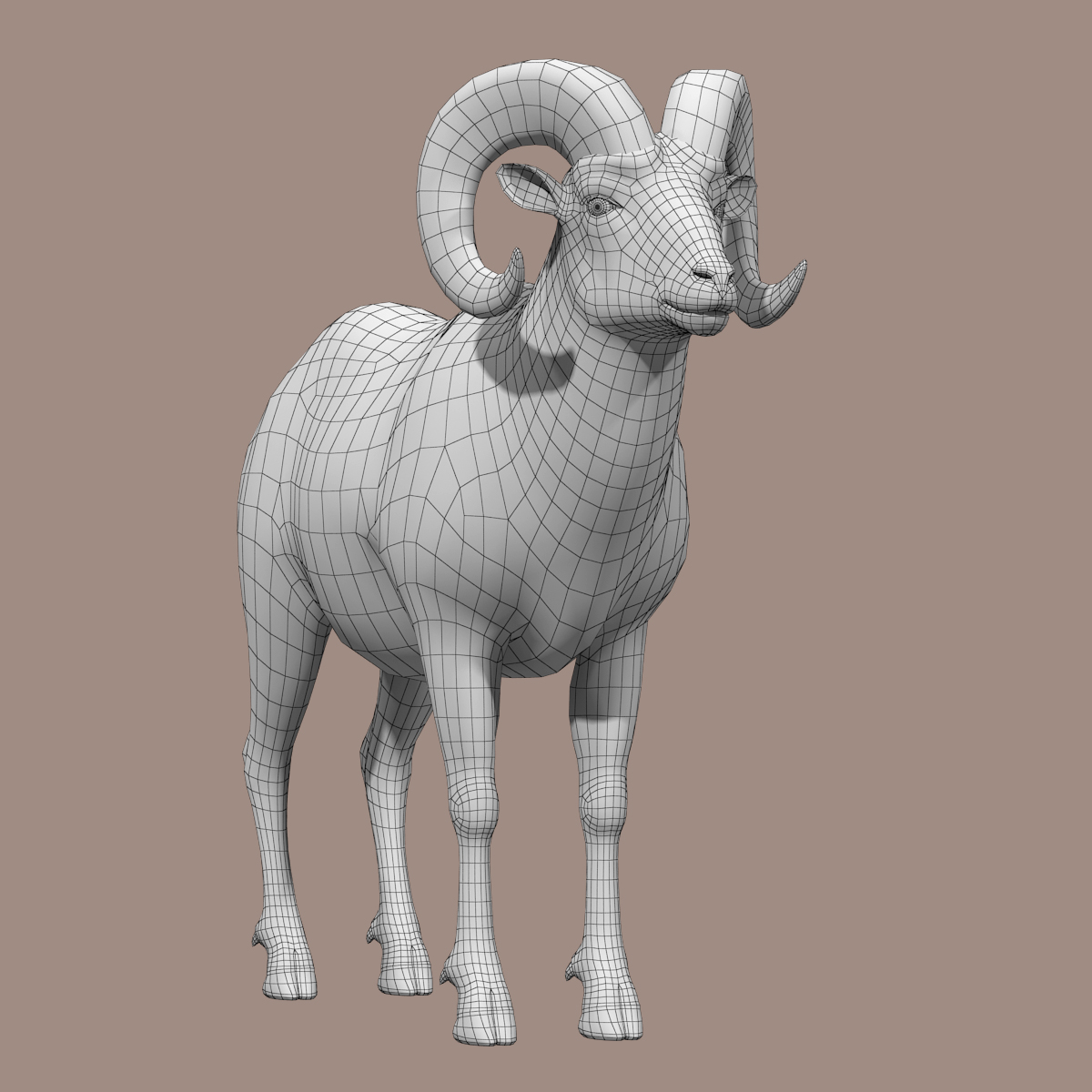 大角羊(fur)(rigged)3d模型