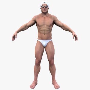 3d model swimmer character swim