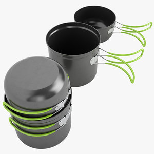camping cookware cook 3d model