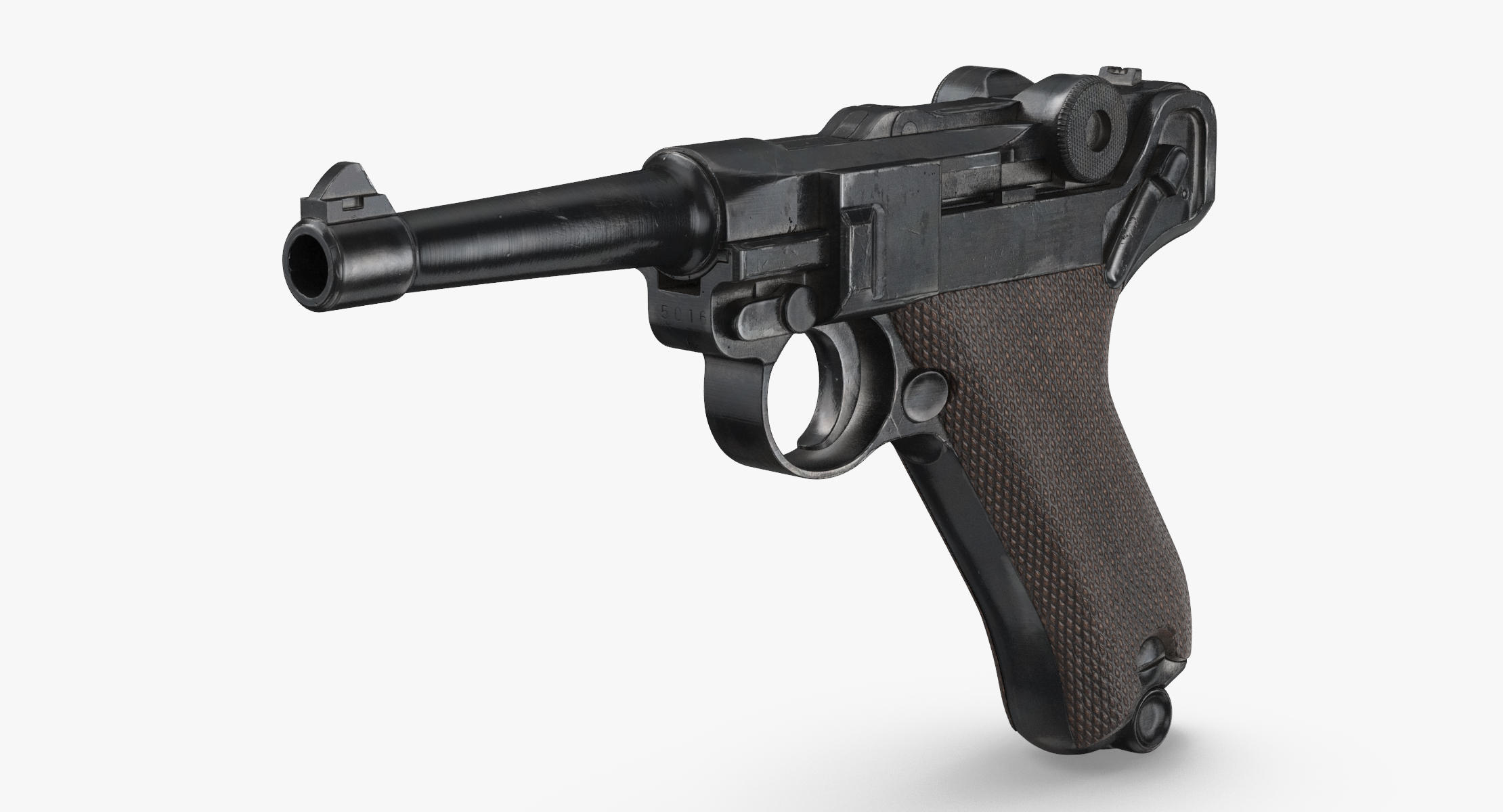german luger pistol wwii 3d model