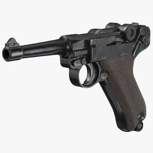 german luger pistol wwii 3d model