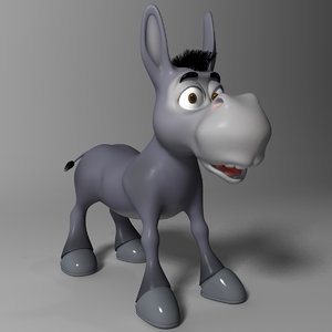 cartoon donkey rigged 3d model