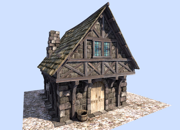 medieval coaching inn buildings 3d obj