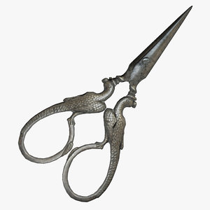 3d model old victorian scissors