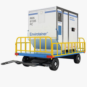 3d airport luggage trailer