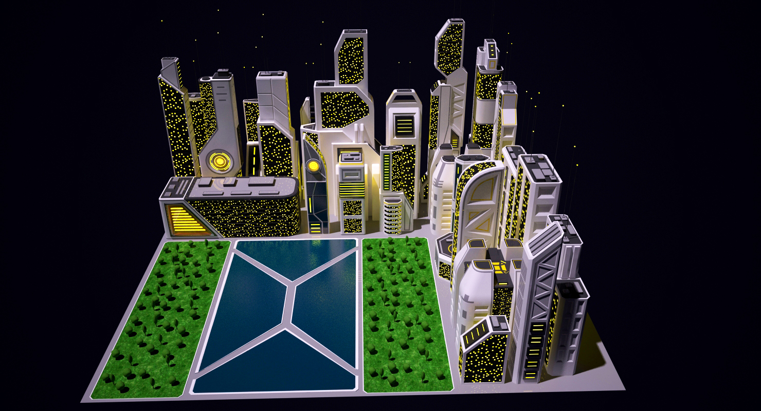 未来城市之夜3d模型