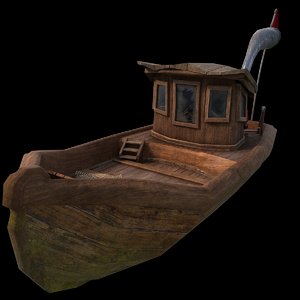 3d model old cartoon boat