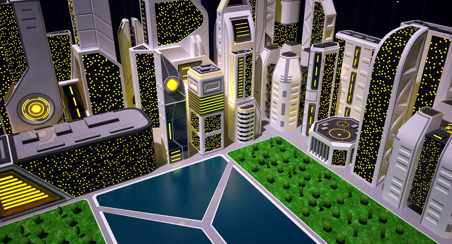 未来城市之夜3d模型