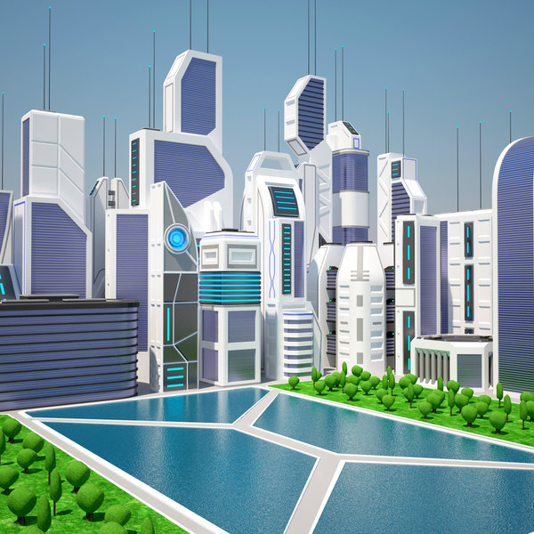 3d future city day futuristic buildings