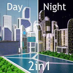 future city day night 3d model