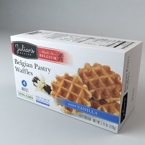 3d box belgian pastry waffles