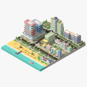 3d model of city beach