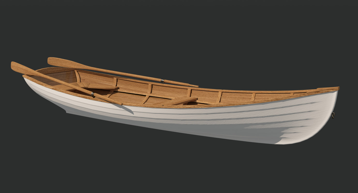 3d model wood lifeboat