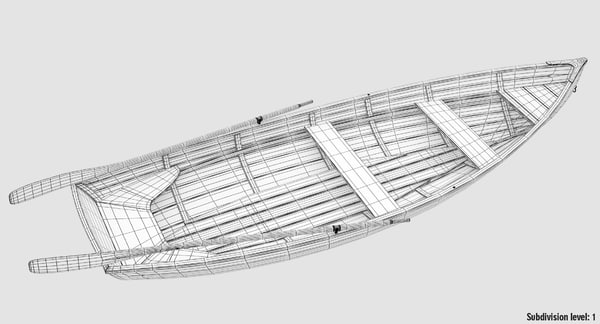 3d model wood lifeboat