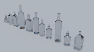 variety glass bottle 3d obj