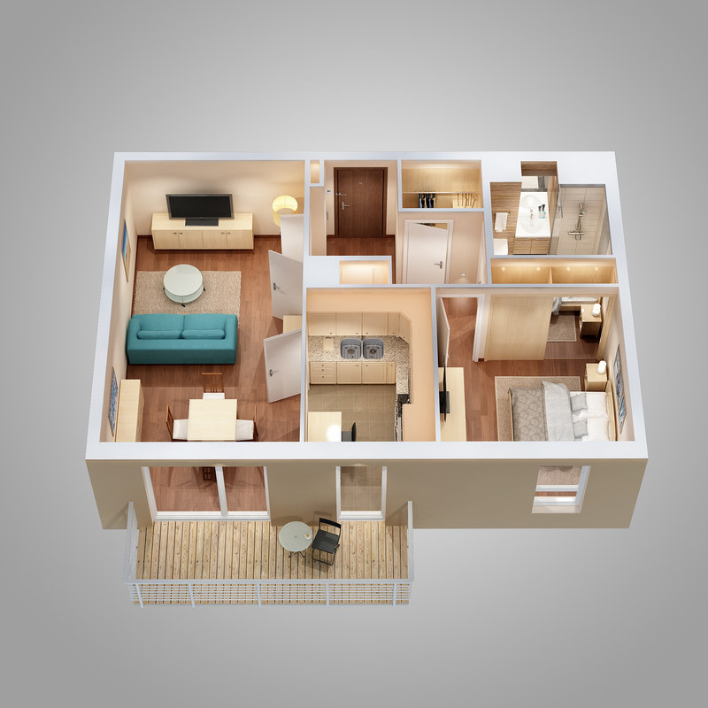 lighting floor plan scene 3d max