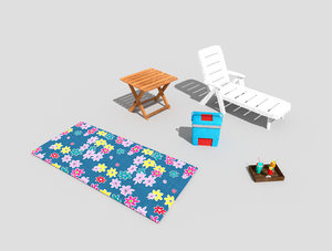 pack 5 beach props 3ds