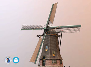 3d model low-poly holland windmill
