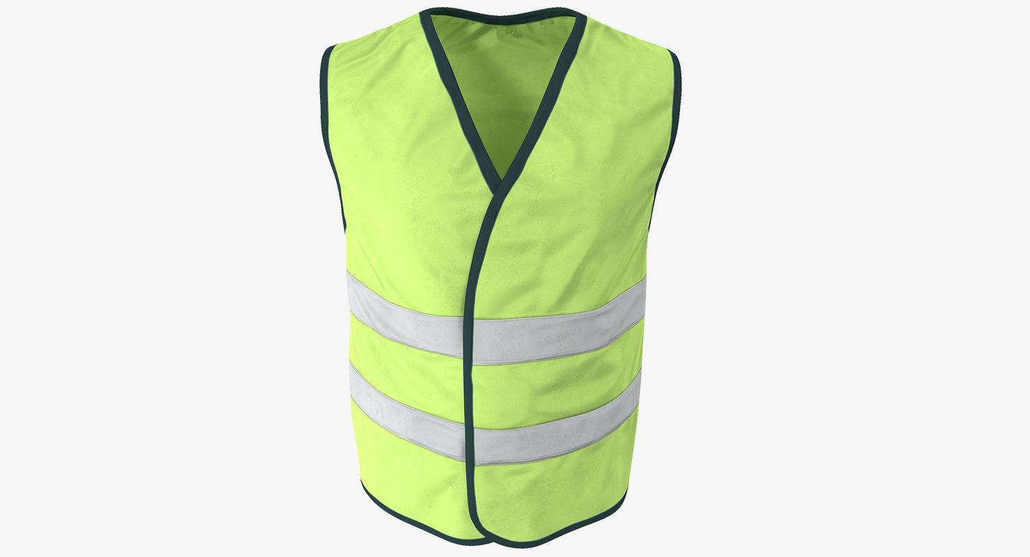 yellow visibility safety jacket 3d model