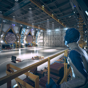 3d sci fi hangar interior model