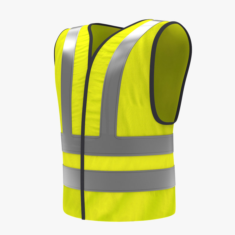 3d yellow traffic safety jacket