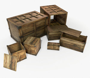 3d model ready retro wooden crate