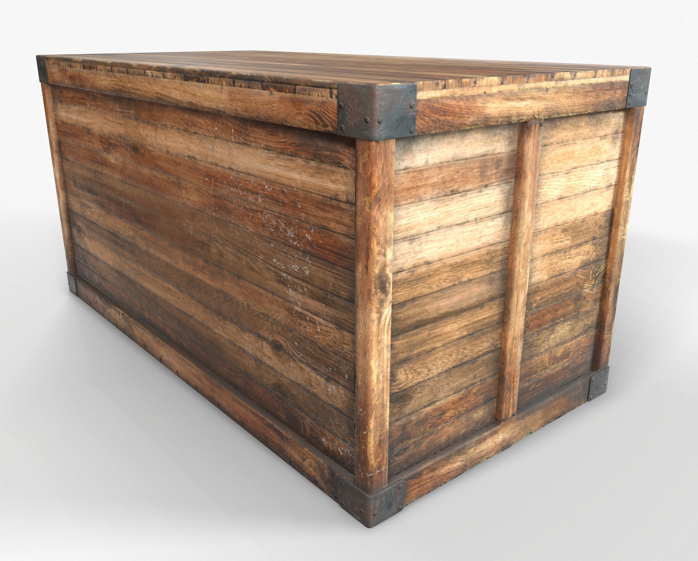 3d model ready retro wooden crate