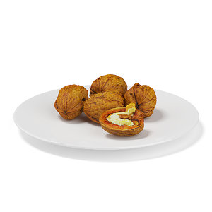 half walnuts white plate 3d max