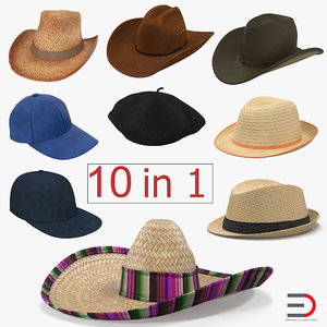 3d model hats sombrero baseball cap